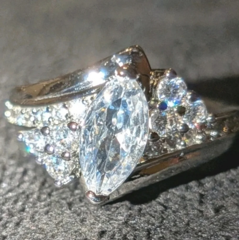 3ct Marquise Cut Lab Created Diamond 14k White Gold Plated Ring